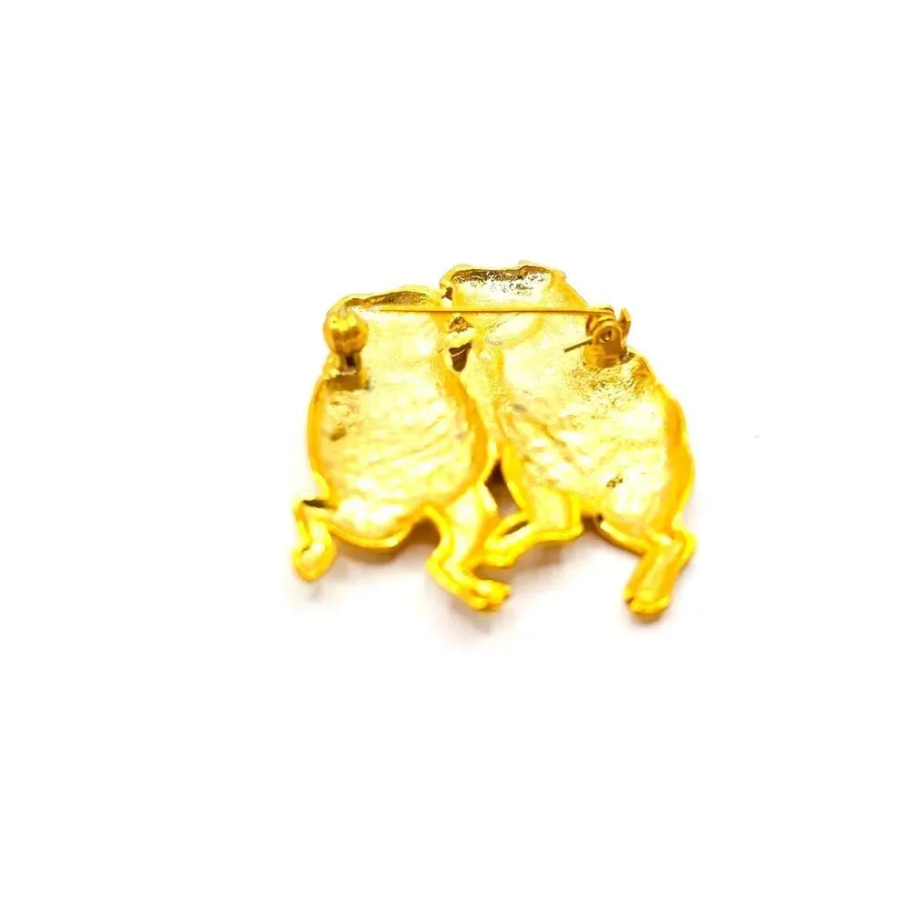 Gold Dancing Pig Brooch Pin